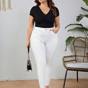 SHEIN White Skinny Jeans High-Waisted Tailored